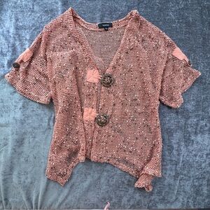 Kaktus Coral Mesh Knit Top